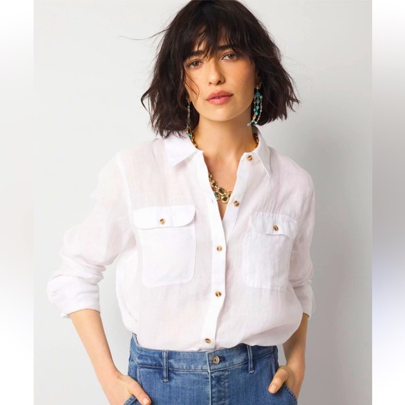 Jones New York Waite button down shirt with three-quarter length sleeves - Picture 1 of 7